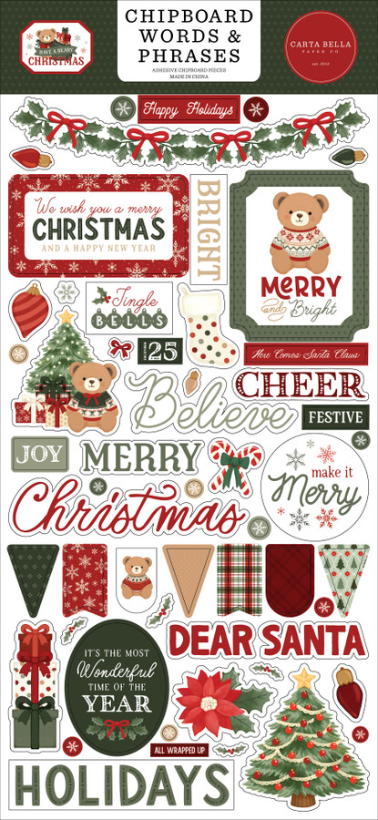 Have A Beary Christmas 6x13 Chipboard Words & Phrases