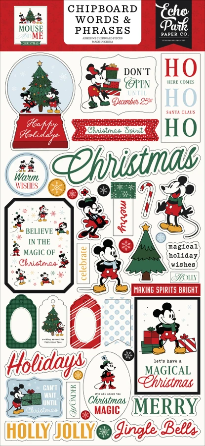 Mouse And Me Christmas 6x13 Chipboard Word & Phrases