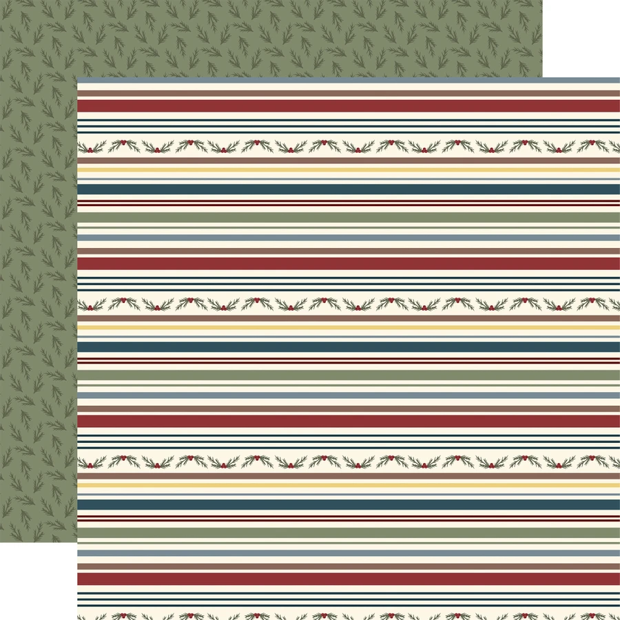 Joy To The World: Holly And Stripes 12x12 Patterned Paper