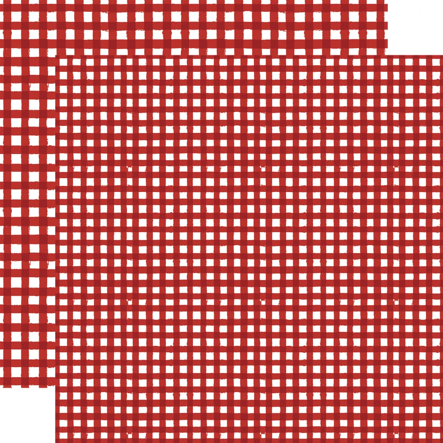 Watercolor Gingham Autumn: Red 12x12 Patterned Paper
