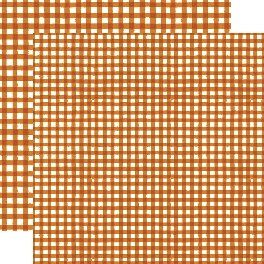 Watercolor Gingham Autumn: Rust Orange 12x12 Patterned Paper