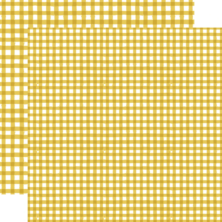 Watercolor Gingham Autumn: Mustard 12x12 Patterned Paper