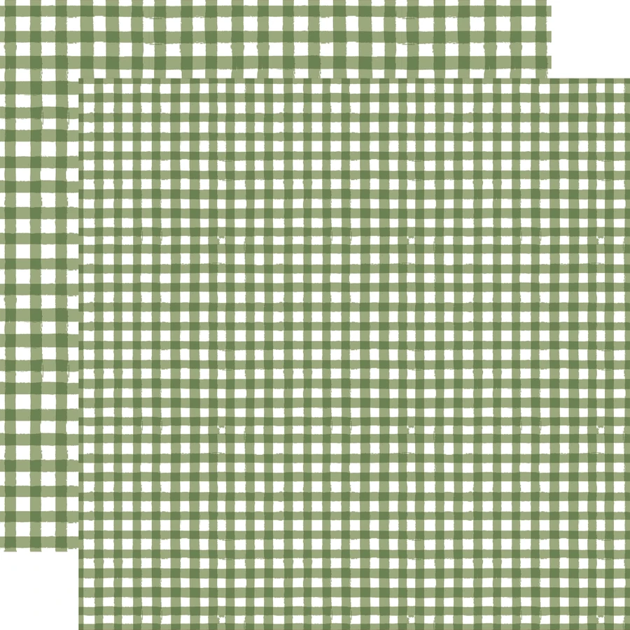 Watercolor Gingham Christmas: Olive 12x12 Patterned Paper