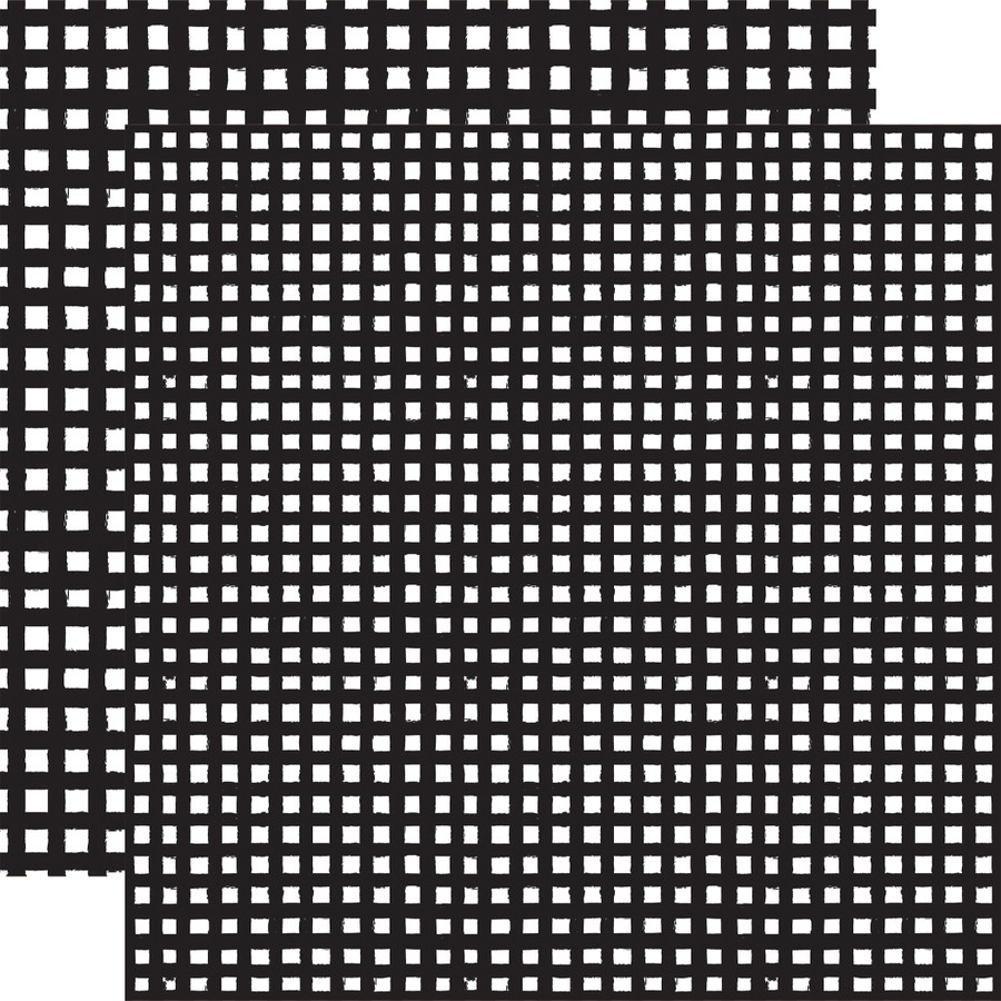 Watercolor Gingham Christmas: Black 12x12 Patterned Paper