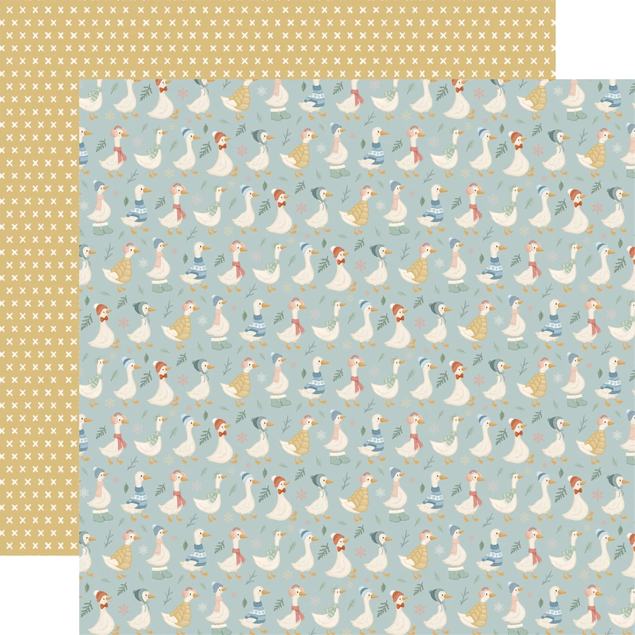 Silly Goose Winter: Snow Adventure Gander 12x12 Patterned Paper