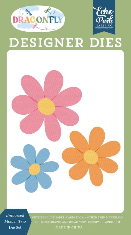 Dragonfly: Embossed Flower Trio Small Die Set