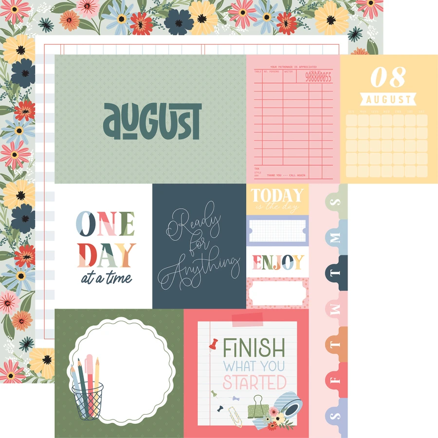 One Day At A Time: August 12x12 Patterned Paper
