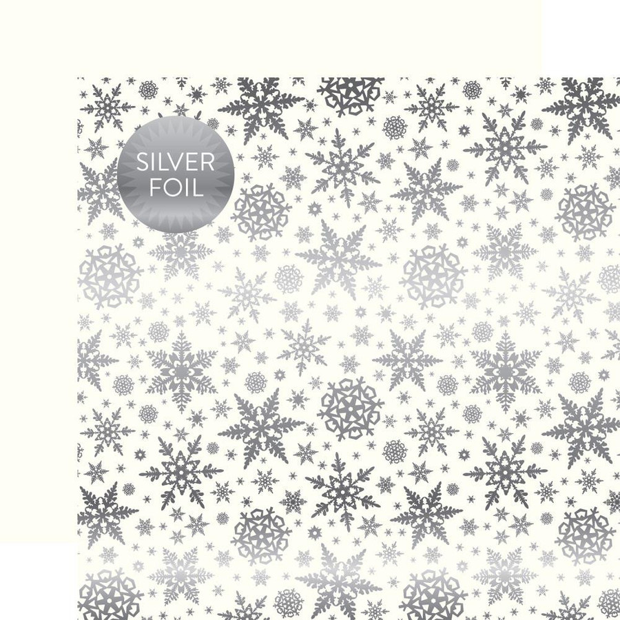 White Winter Wonderland Silver Foil 12x12 Patterned Paper