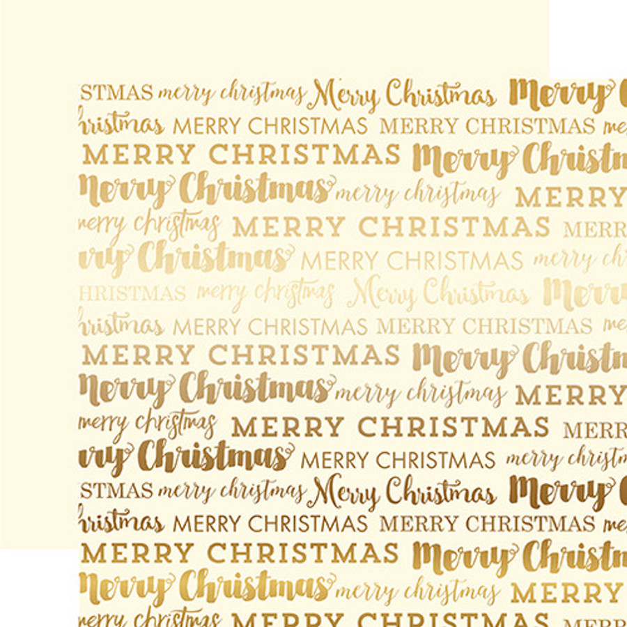 Cream Merry Christmas Gold Foil 12x12 Patterned Paper
