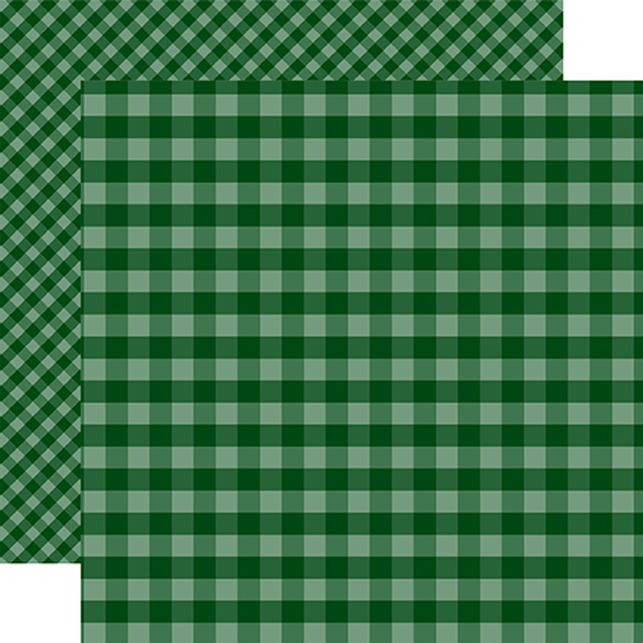 Gingham: Dark Green Gingham 12x12 Patterned Paper