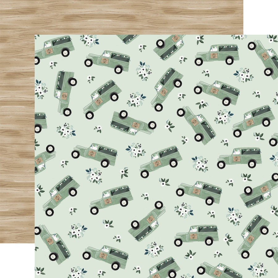 Home Again: Flower Trucks 12x12 Patterned Paper