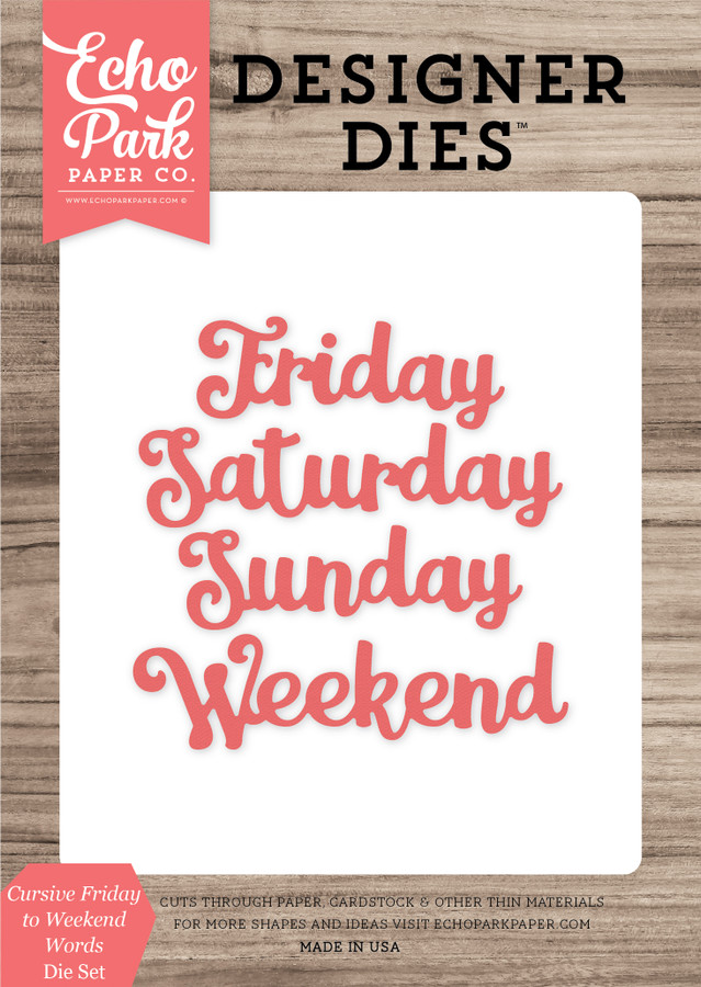 Cursive Friday to Weekend Words Die SeMedium Die Set
