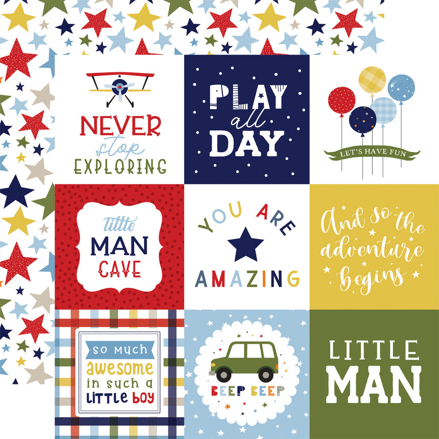 Little Dreamer Boy: 4x4 Journaling Cards 12x12 Patterned Paper