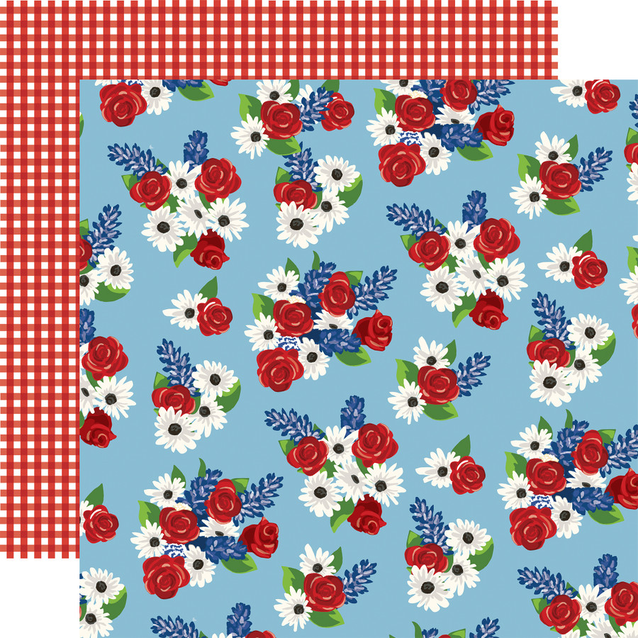 God Bless America: Fourth Floral 12x12 Patterned Paper