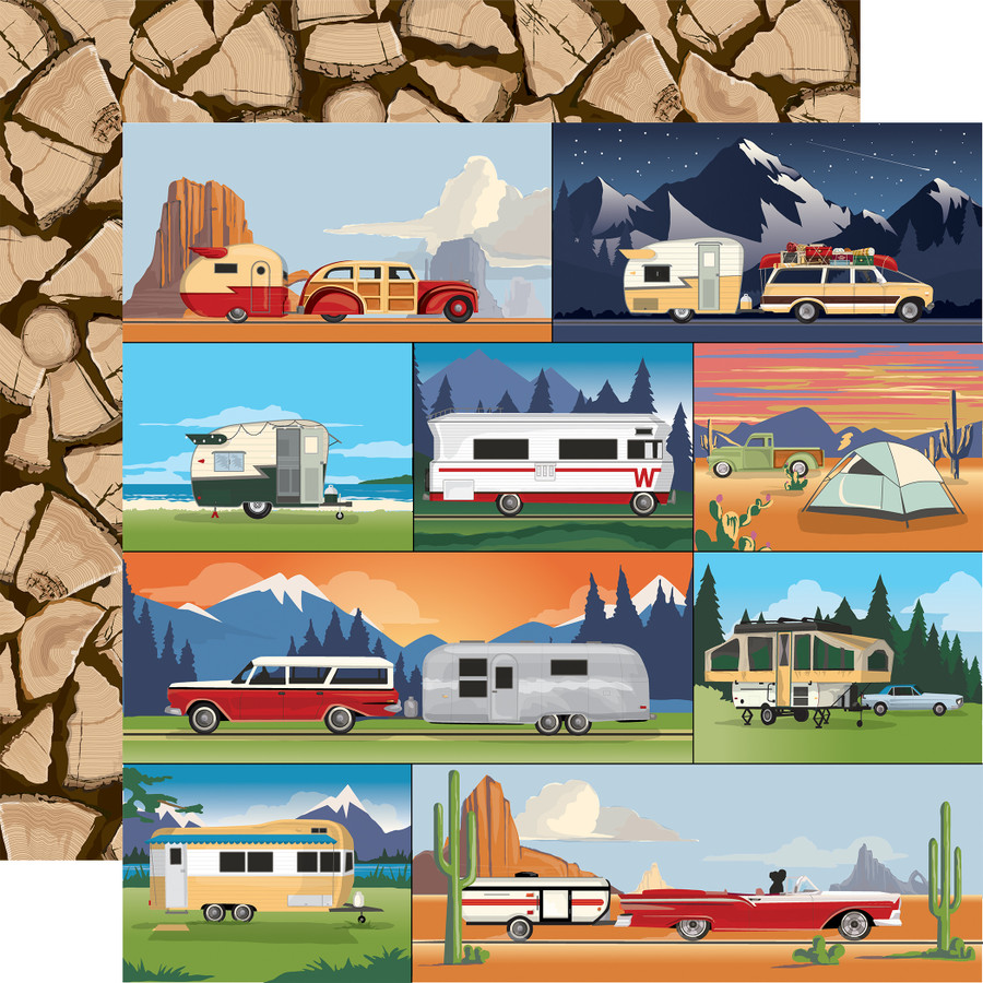 Outdoor Adventures: Camp Trailers 12x12 Patterned Paper