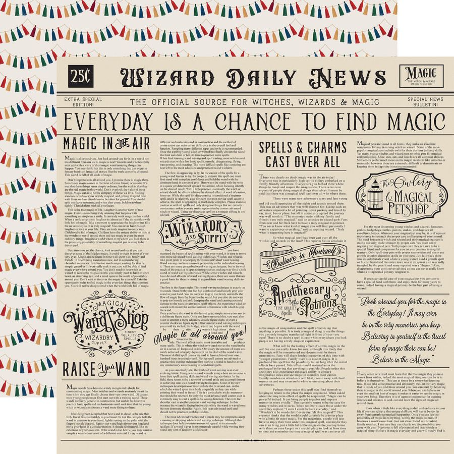 Witches & Wizards No. 2: Wizards Daily News 12x12 Patterned Paper