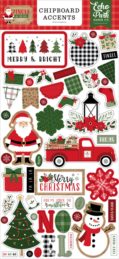 Jingle All The Way 6x13 Chipboard Accents - Echo Park Paper Co
