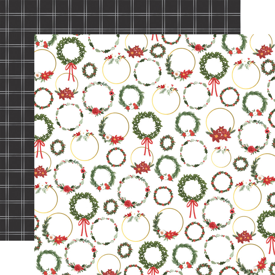 Happy Christmas: Christmas Wreaths 12x12 Patterned Paper