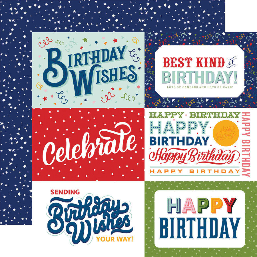 Birthday Salutations: 6x4 Journaling Cards 12x12 Patterned Paper