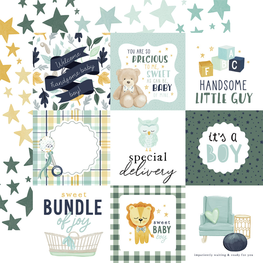 It's A Boy: 4x4 Journaling Cards 12x12 Patterned Paper