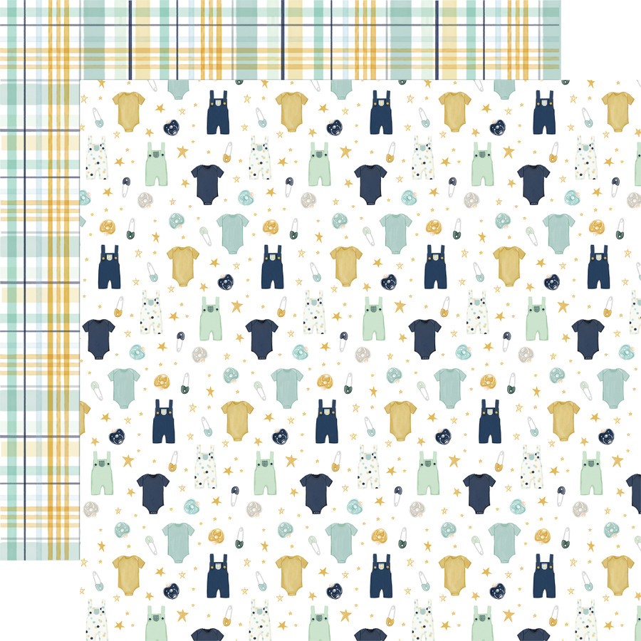 It's A Boy: Outfits and Overalls 12x12 Patterned Paper