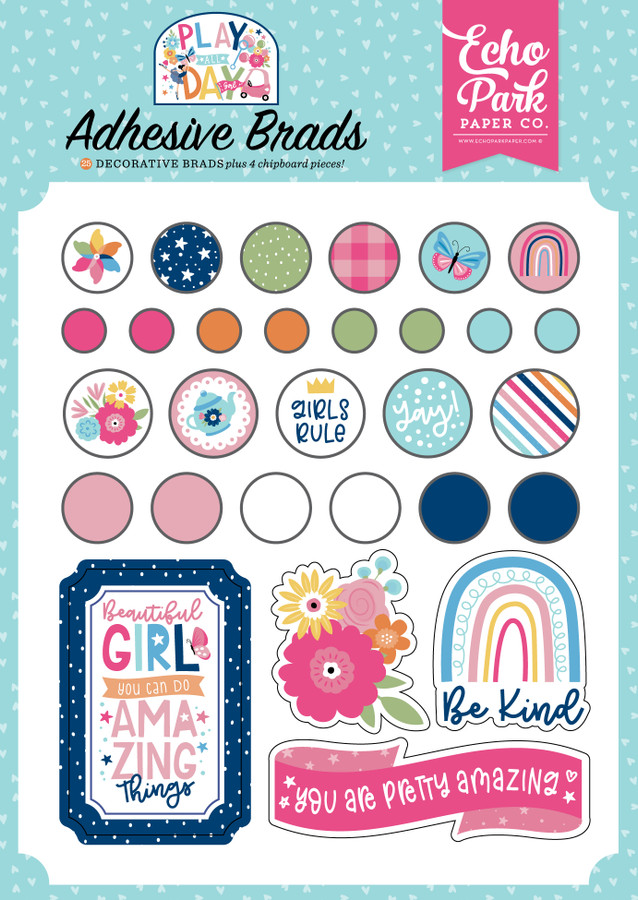 Play All Day Girl Adhesive Brads
