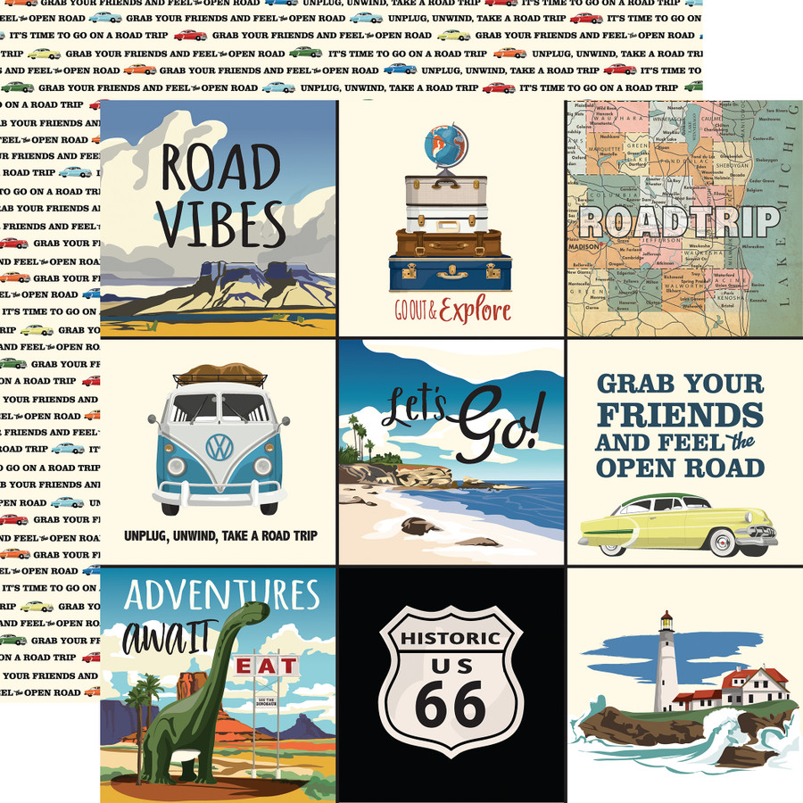 Road Trip: 4x4 Journaling Cards 12x12 Patterned Paper