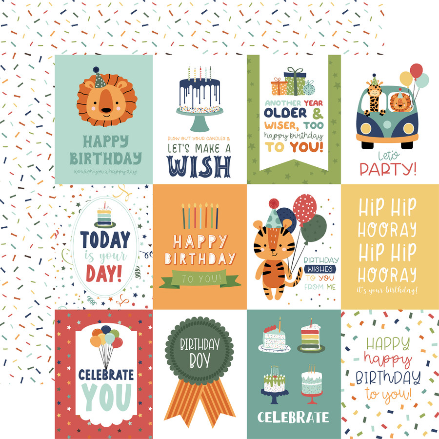 A Birthday Wish Boy: 3x4 Journaling Cards 12x12 Patterned Paper