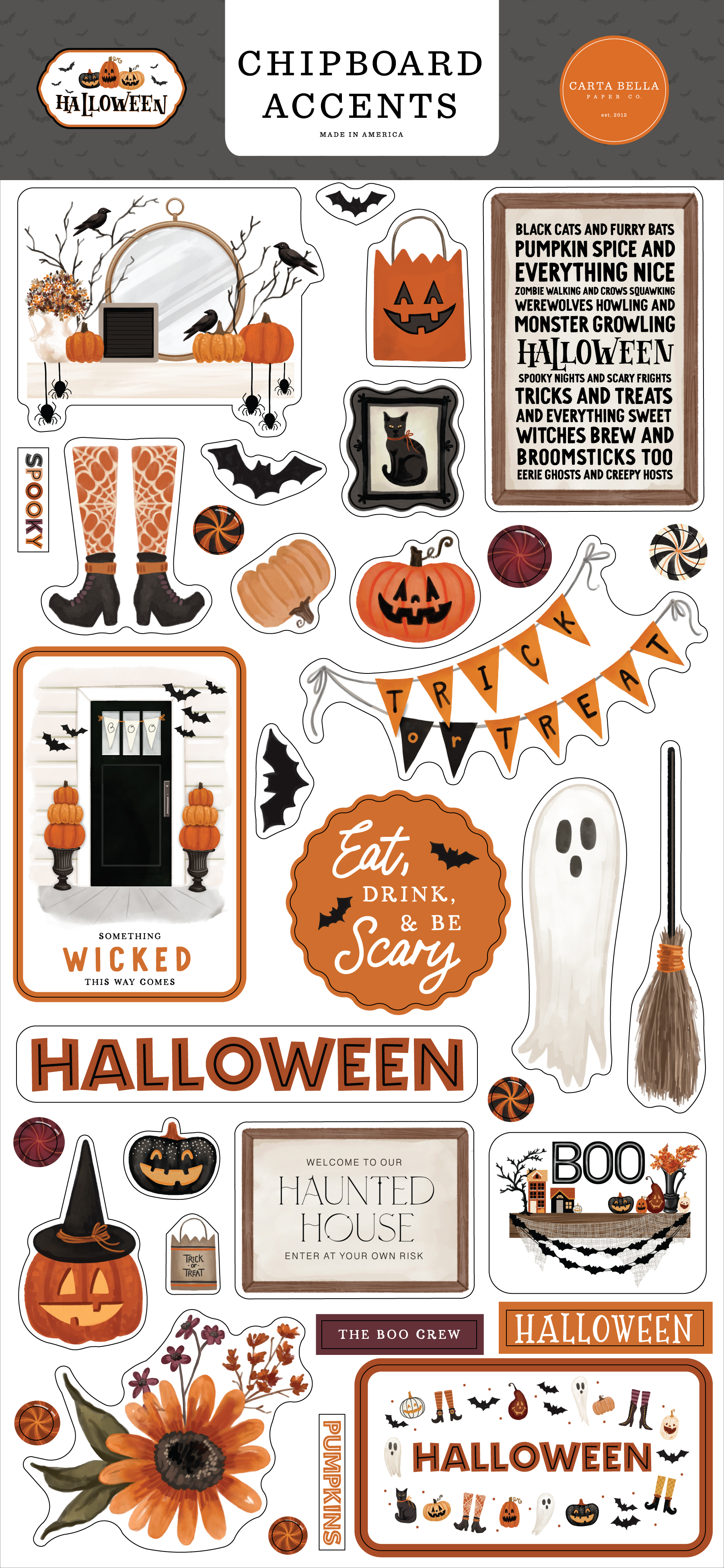out        ❁Natural  Halloween❁花かごハロウィン♪ Halloween 6x13 Chipboard Accents - Echo Park Paper Co