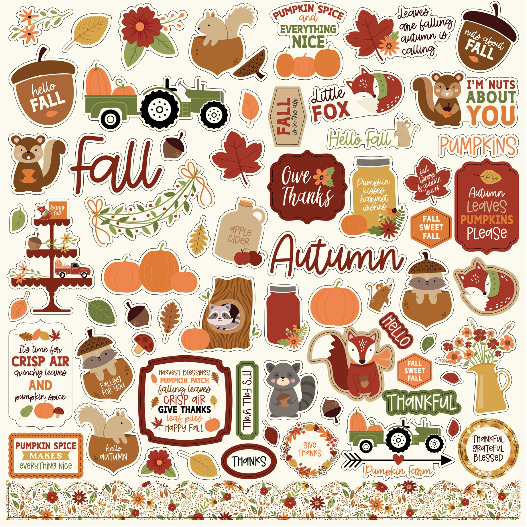Echo Park - Autumn Floral Stencil - 644216884810