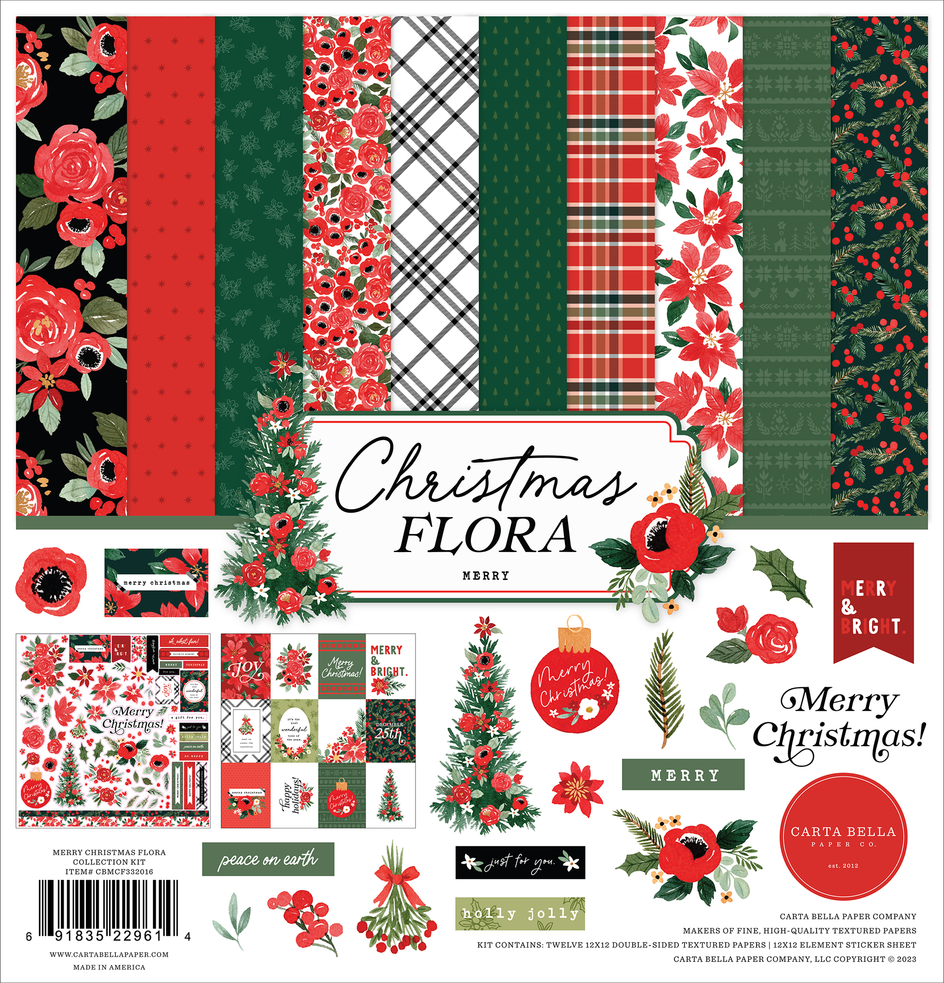 Carta Bella Christmas Flora 12x12 Solids Collection Kit (FL342015)