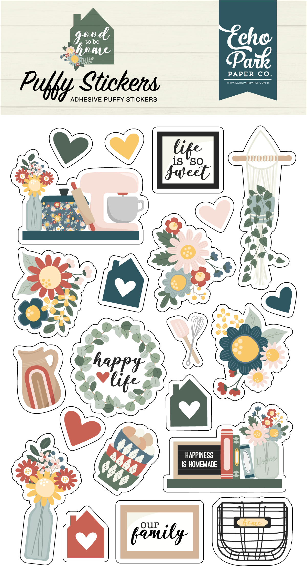 Echo Park - A Cozy Christmas Puffy Stickers Scrapbook Wall Art Gift Tags  Mixed Media Home Planner