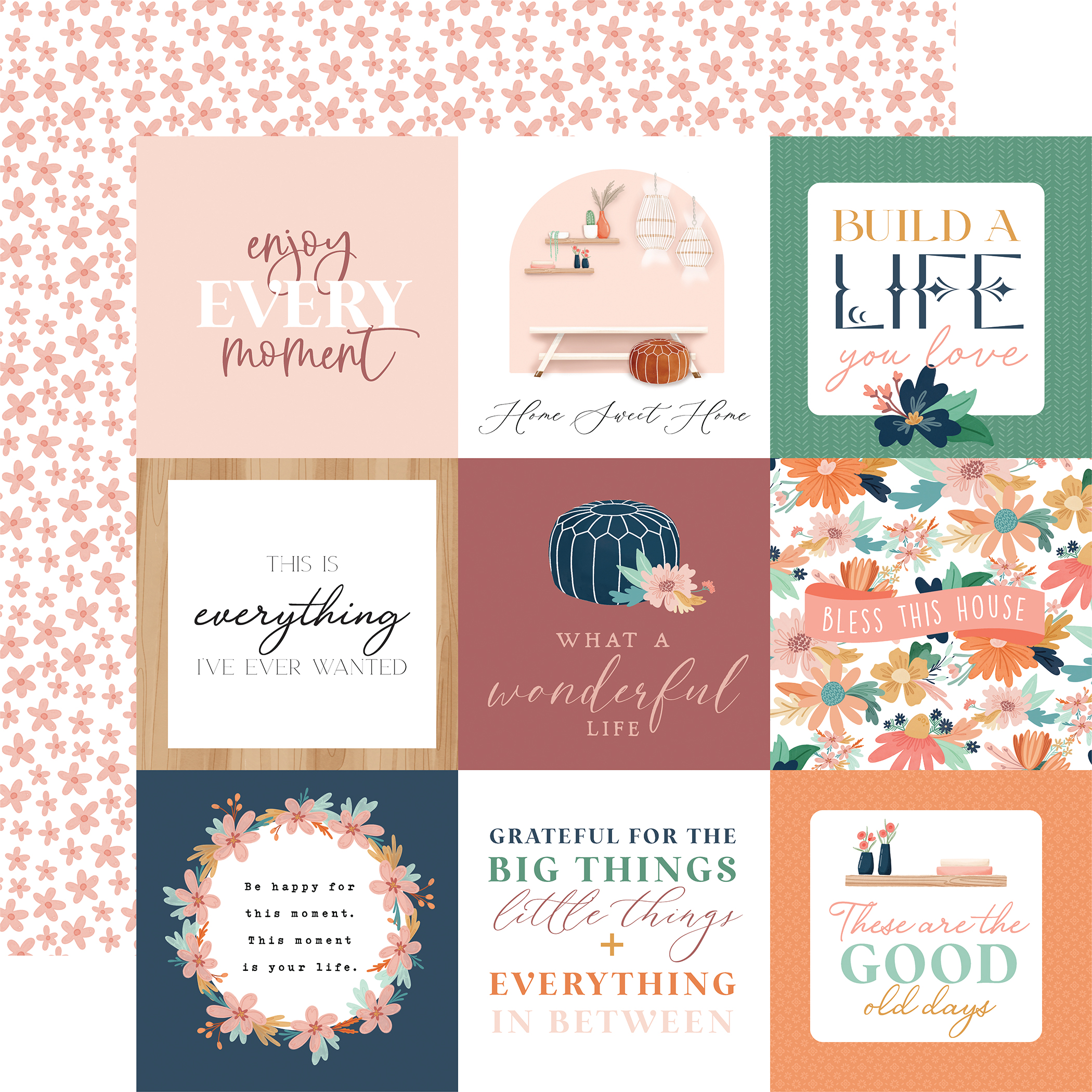 At Home: 4x4 Journaling Cards 12x12 Patterned Paper, image size:2100x2100