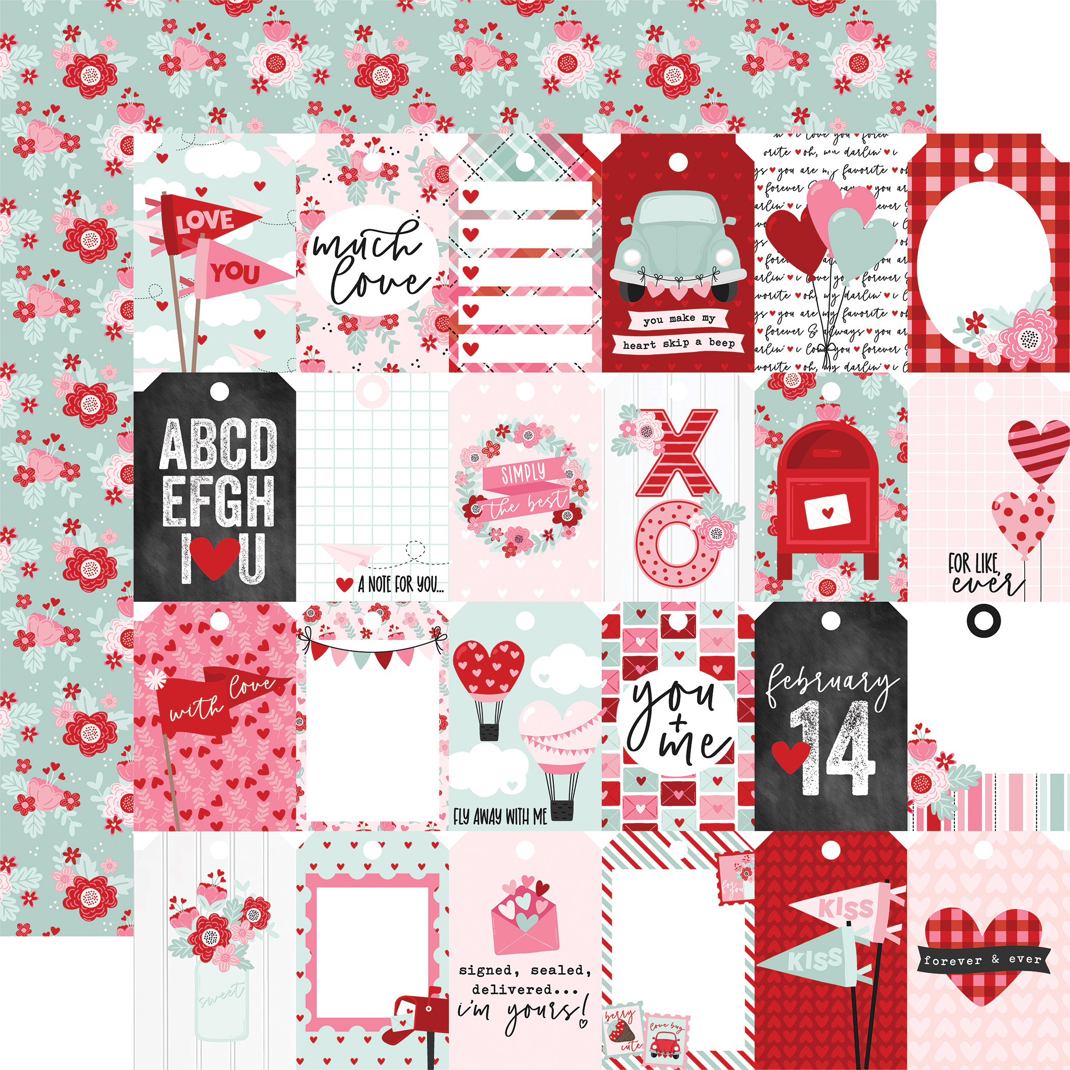 Love Notes: Tags Of Love 12x12 Patterned Paper - Echo Park