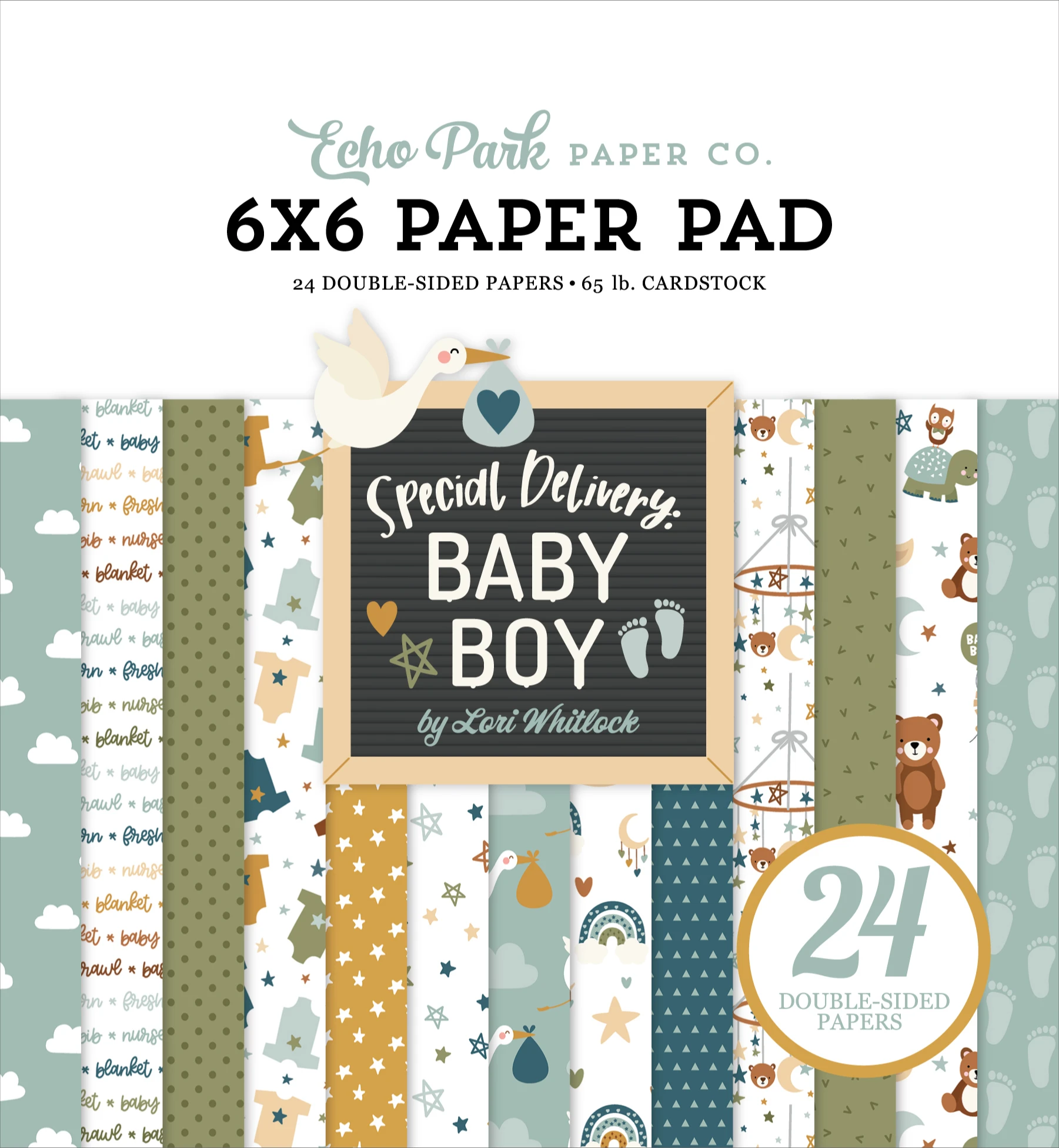 baby-ecoページ Special Delivery Baby Boy 6x6 Paper Pad - Echo Park Paper Co