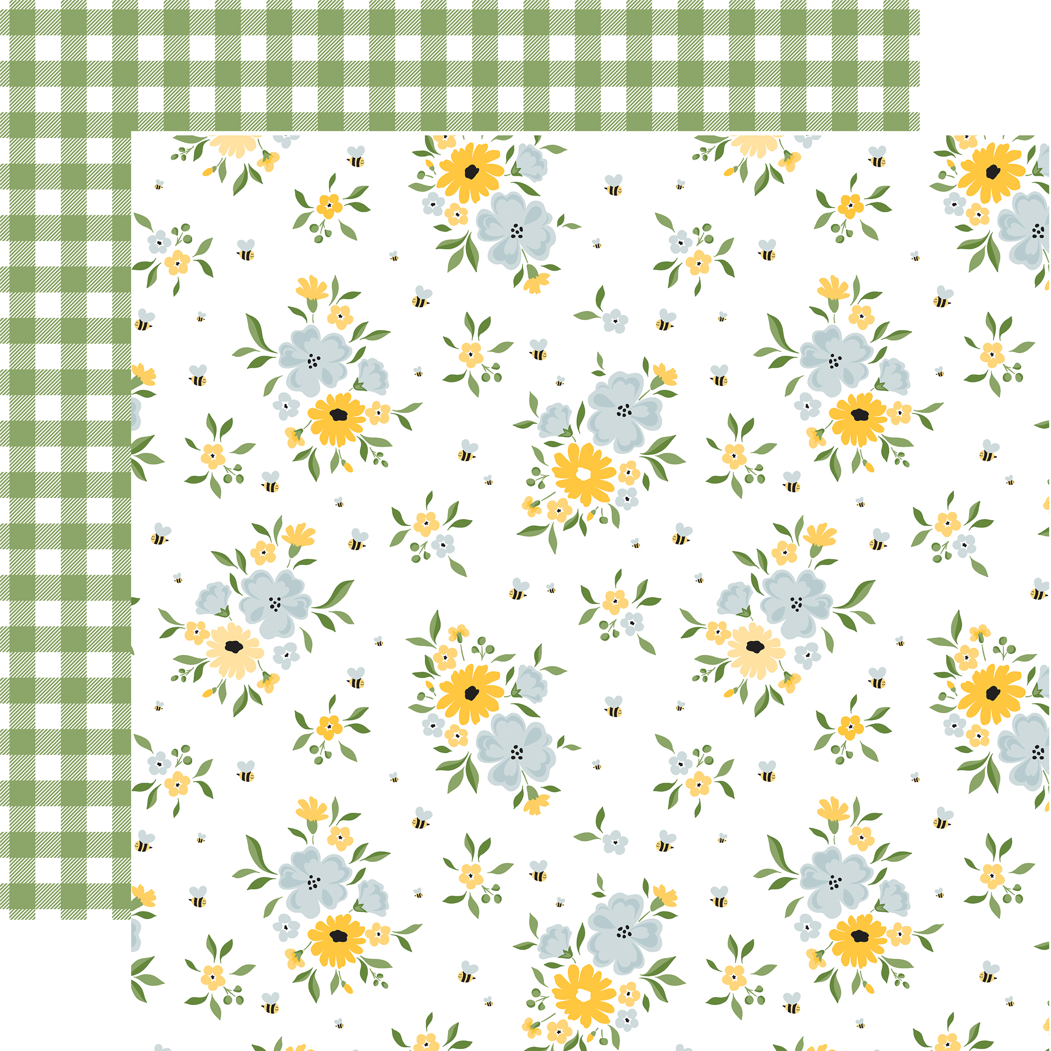Happy As Can Bee: Happy Bees Floral 12x12 Patterned Paper