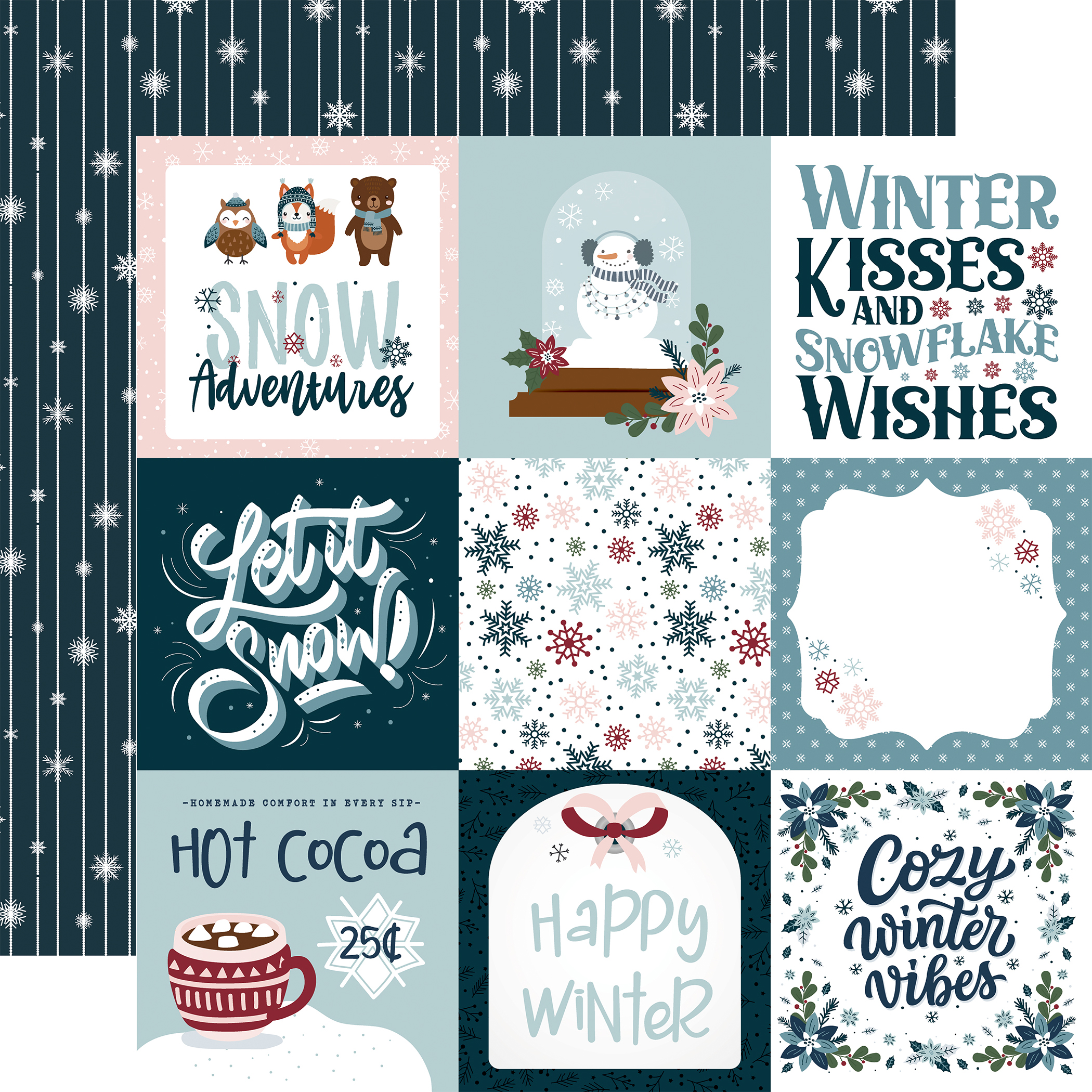 Winter Fun: 4x4 Journaling Cards 12x12 Patterned Paper Echo Park Paper Co