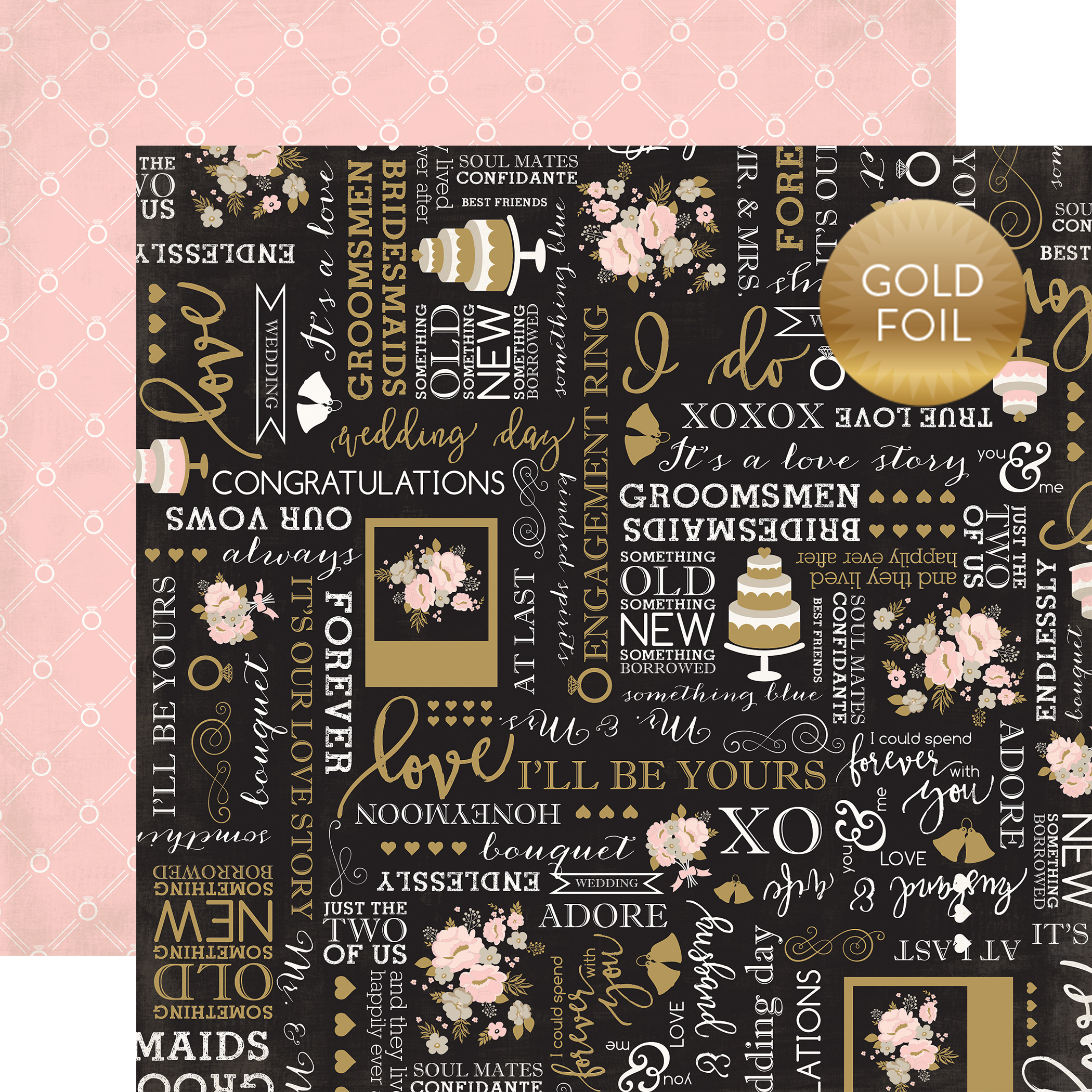 Bride To Be Wedding Scrapbook Papers and Stickers Set 12x12