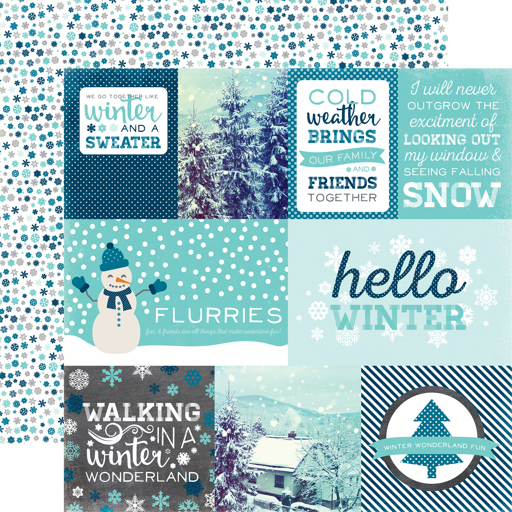 Hello Winter: Journaling Cards 12x12 Patterned Paper - Echo Park