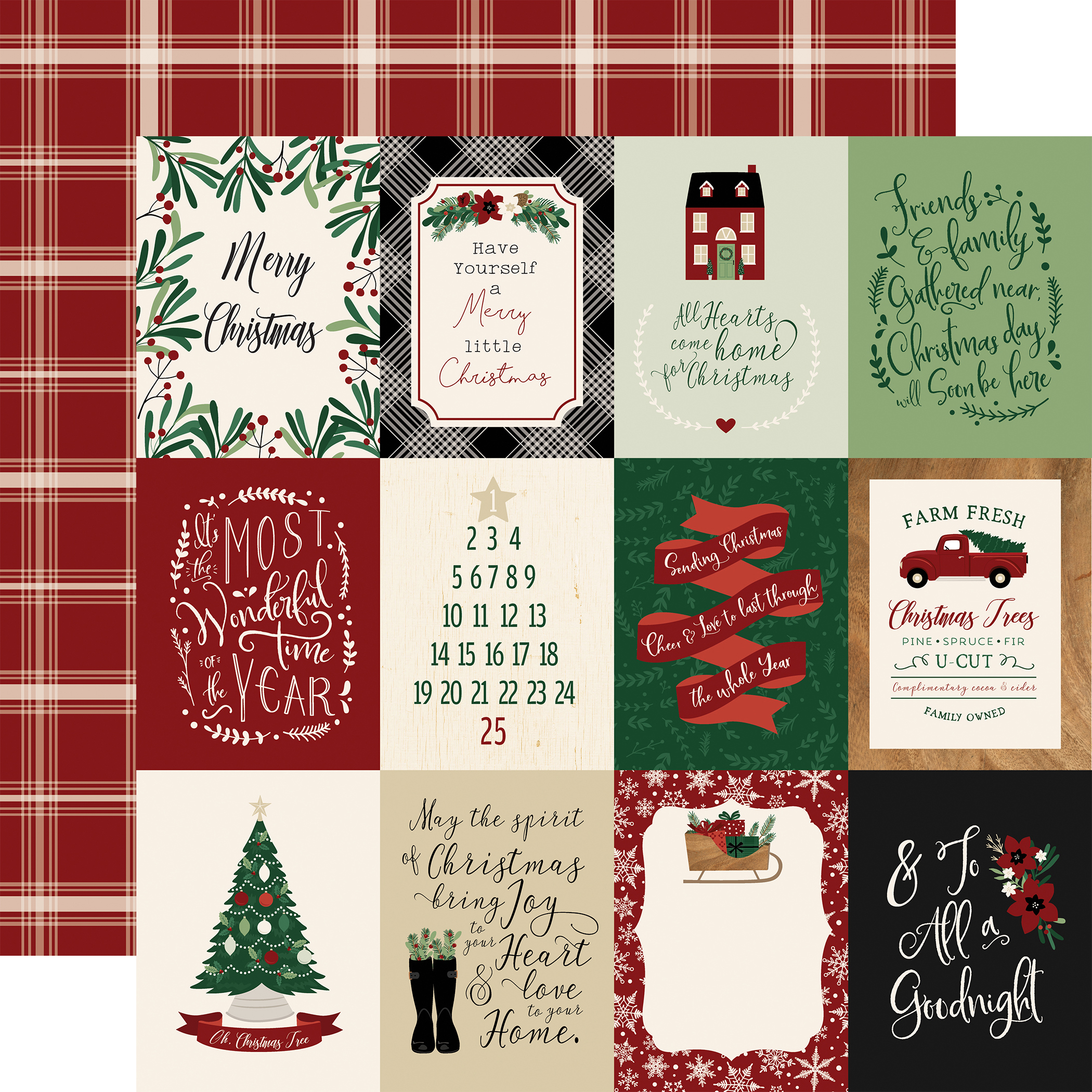 A Wonderful Christmas: Multi Journaling Cards 12x12 Patterned Paper - Echo  Park Paper Co.