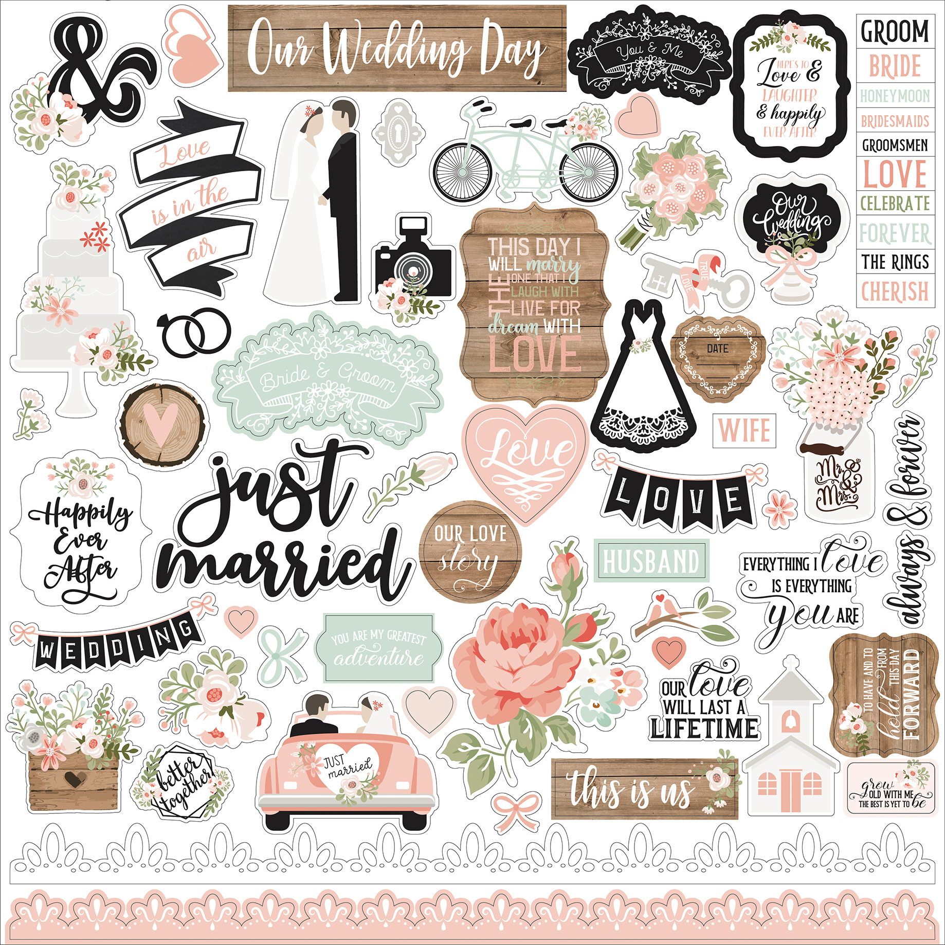 Page 6  Wedding scrapbook stickers Vectors & Illustrations for