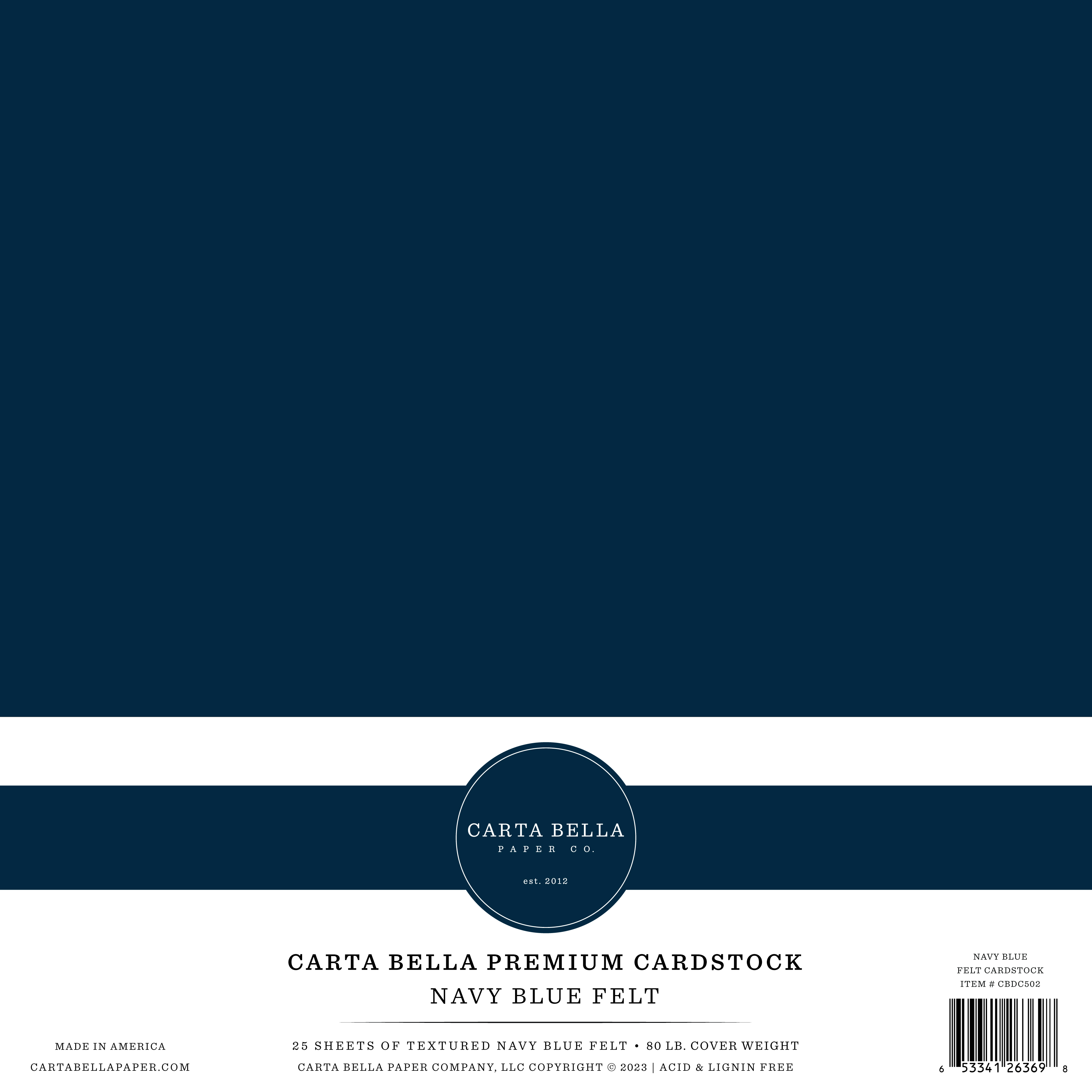 Navy Blue Felt 80# Cardstock