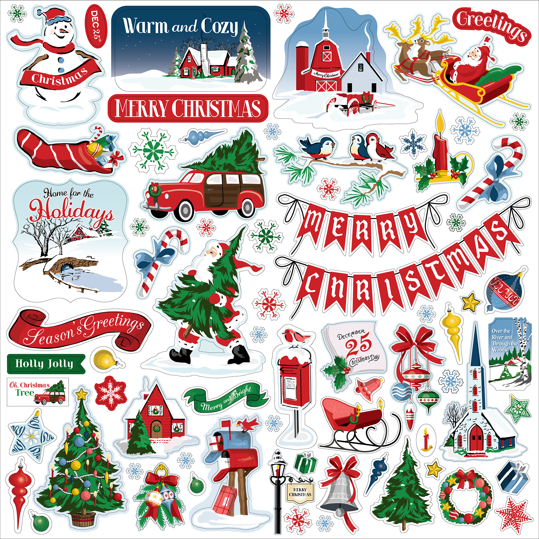 Salutations Christmas Cardstock Stickers 12X12-Elements - 793888026209