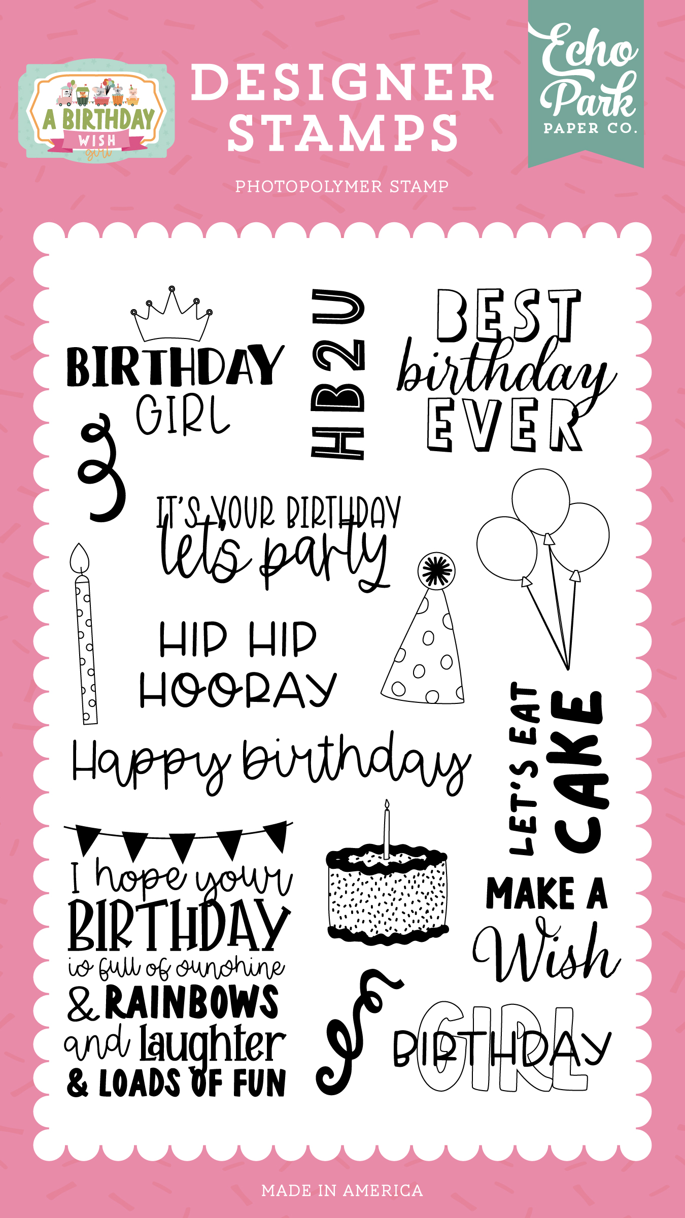 Echo Park Birthday Salutations Birthday Wishes Designer Stamp Set – Cheap  Scrapbook Stuff