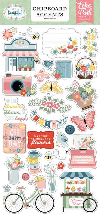 Life Is Beautiful 6x13 Chipboard Accents - Echo Park Paper Co