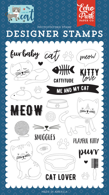 I Love My Cat: Kitty Love Stamp Set Echo Park Paper Co