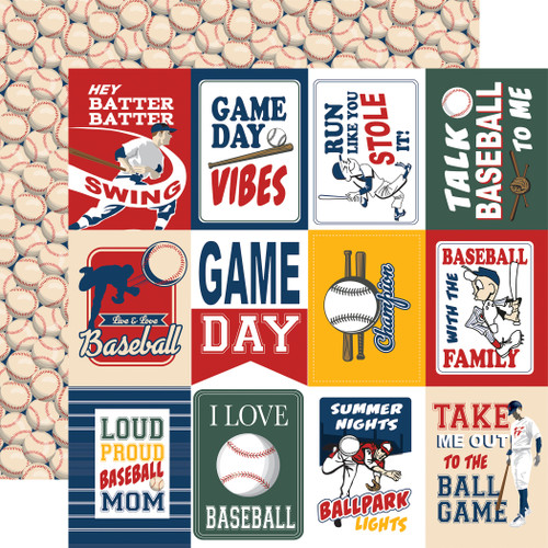 Home Run: 3x4 Journaling Cards 12x12 Patterned Paper - Echo Park Paper Co
