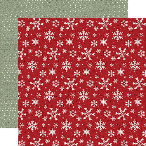 A Wonderful Christmas: Holiday Cheer Snow 12x12 Patterned Paper Echo