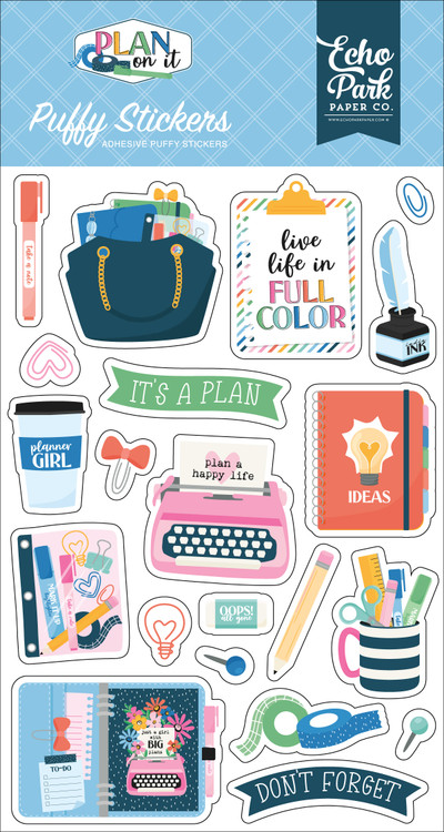 Plan Hand Sticker Plan On It Puffy Stickers - Echo Park Paper Co