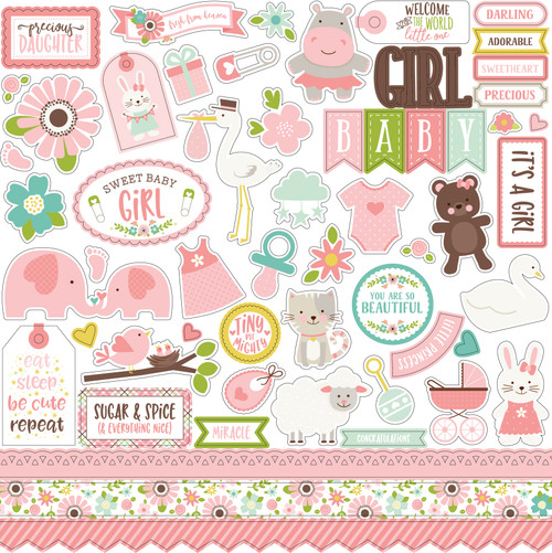 Bundle of Joy, Baby Girl - 3D scrapbook stickers 15/pk - Little